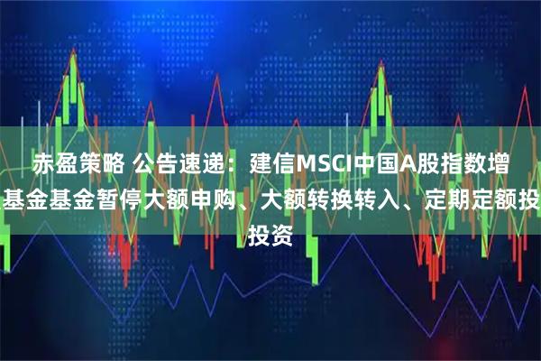 赤盈策略 公告速递：建信MSCI中国A股指数增强基金基金暂停大额申购、大额转换转入、定期定额投资
