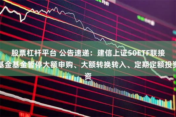 股票杠杆平台 公告速递：建信上证50ETF联接基金基金暂停大额申购、大额转换转入、定期定额投资